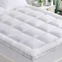 GRT Queen Pillowtop Mattress Topper, Queen Mattress Pad Rayon from Bamboo | Cooling & Soft Queen Mattress Topper with 900gsm 3D Snow Down Alternative Filling, Extra Thick Mattress Pad for Back Pain