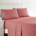 Clara Clark Full XL Bed Sheet Set - Wrinkle, Fade, Stain Resistant, Deep Pocket Sheets - Luxury Soft Bedding Sheets & Pillowcases, Full XL Pink Clay