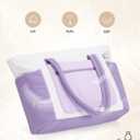 Wandering Nature Puffer Tote Bag for Work & Nurse, 2-Piece Tote with Mini Pouch, Fits 15.6" Laptop, Dual Inner Cup Holders (Purple)