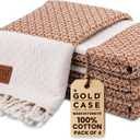 Gold CASE Turkish Beach Towel Set of 4  100% Cotton Large Turkish Bath Towels 67 x 38''  Helen Extra Large, Quick Dry & Sand Free Towels  Peshtemal for Pool  Orange