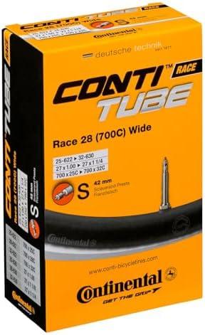 Continental 42mm Presta Valve Tube, Black, 700 x 25C-32C, Race 28-(700C)-Wide