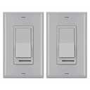 BESTTEN 2 Pack Dimmer Wall Light Switch, Compatible with Dimmable LED, CFL, Incandescent and Halogen Bulb, Single Pole or 3-Way Dimmer Switches, 120VAC, Decorator Wall Plate Included, Gray, UL Listed