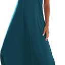 Zilcremo Women's Summer Casual Loose Sundress Long Dress Sleeveless V Neck Split Tshirt Maxi Dresses (XXL, Teal)
