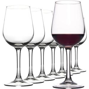 Fully Tempered Wine Glasses, Shock Resistant Wine Glass Set for Red or White Wine, Dishwasher Safe Stem Glasses for Restaurants, Bars, Home (Set of 8, 15.5 oz)