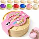 Dumpling Squishies,3.4inch Colorful Dumpling Stress Balls, Fidget Sensory Toy, Squeeze Dough Ball Stress Relief Hand Toys with Food Steamer, Dumpling Squishy Mystery Box, 6 Colors Random (Pack of 4)