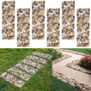  River Rock Stepping Stones, 16" L x 5.5" W Rectangles Outdoor Pavers Pebbles Polished Gravel for Garden Walkway Pathway