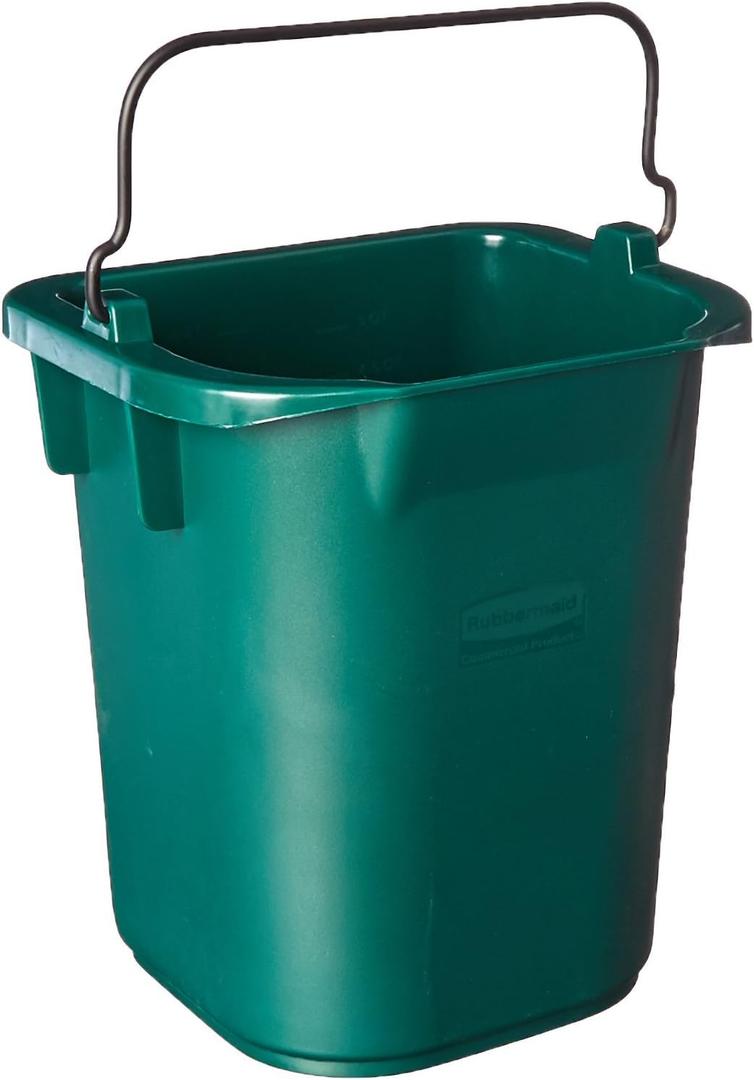 Rubbermaid Commercial Products Heavy-Duty Cleaning Pail, 5-Quart, Green, Utility Bucket with Built-In Spout and Handle for House Cleaning/Storage/Livestock Feeding/Car Washing