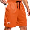 G Gradual Men's Athletic Workout Shorts with Pockets 5"/7"/9" Lightweight Quick Dry Gym Basketball Running Shorts for Men (Orange, S)