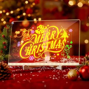 LED Drawing Board 11.9"x7.9" Acrylic Light-Up Board with Stand, 7 Markers & 2 Cleaning Cloths, Erasable Reusable Writing & Drawing Board, Educational Toy for Kids, Gift for Home & Holidays