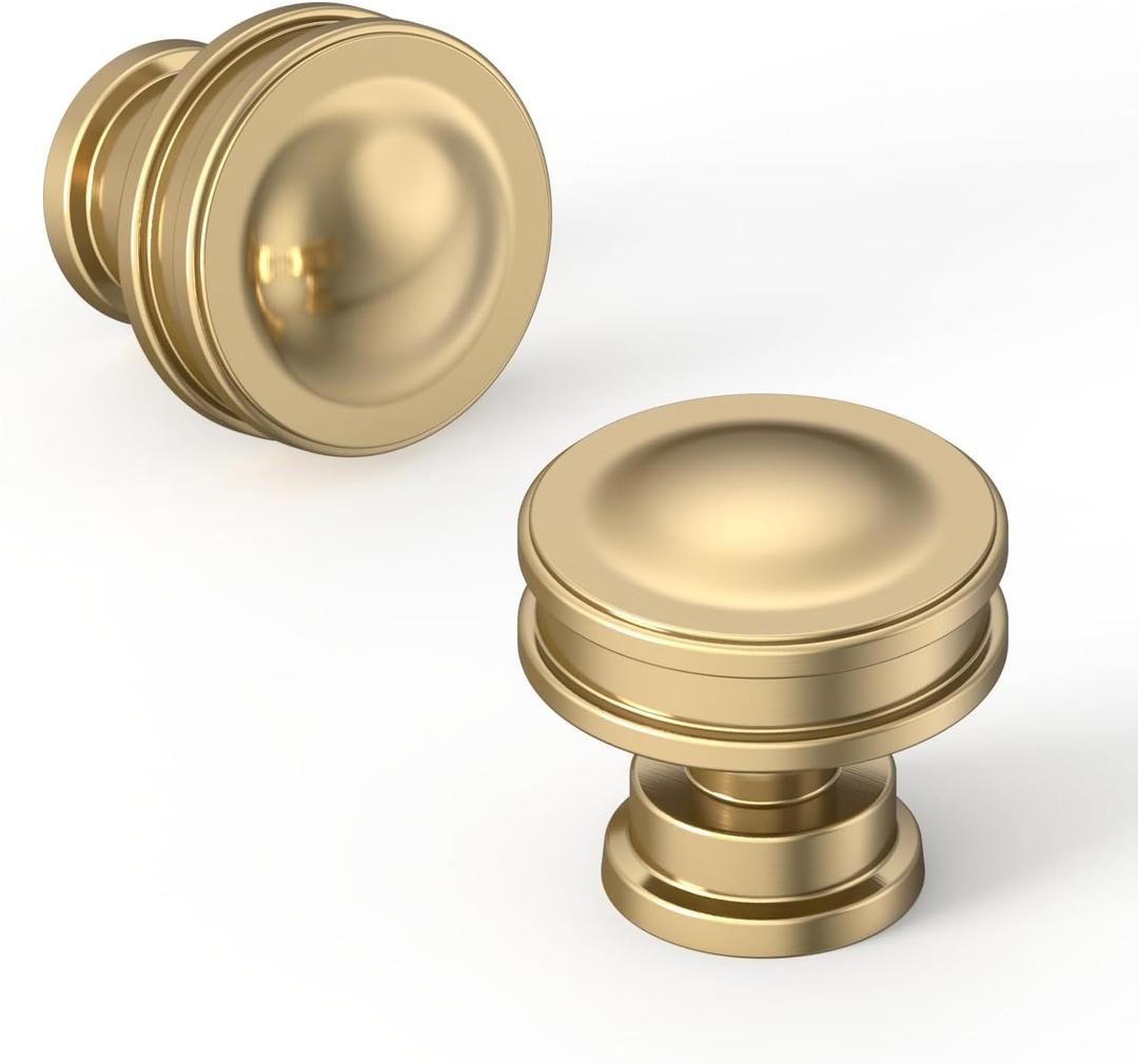 Asidrama 10 Pack Champagne Bronze Kitchen Cabinet Knobs Drawer Knobs Cabinet Hardware Zinc Knob for Dresser Drawers (Single Hole Knob)