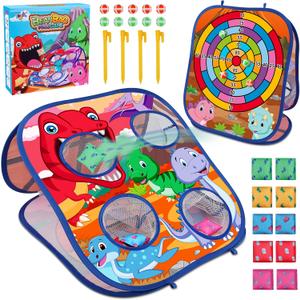 Animal Bean Bag Toss Game Toy Outdoor Toss Game, Family Party Party Supplies for Kids, Gift for Boys Birthday or Christmas for Toddlers Ages 3 4 5 6 Year Old (Dinosaur)