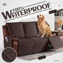 KinCam Waterproof Recliner Sofa Cover, Non-Slip Reclining Couch Covers for 3 Seat, Recliner Couch Cover Furniture Protector with Elastic Straps for Pets, Kids, Chocolate