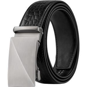 Ratchet Belts for Men, Dress Ratchet Belt Genuine Leather 1 3/8", Mens Belt with Automatic Alloy Buckle (Crocodile Black Rz15)