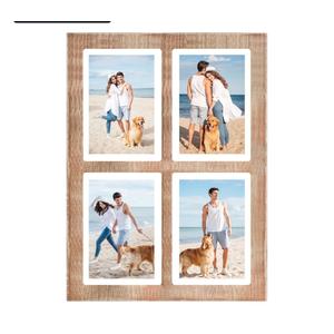Picture Frame Collage 5x7 - Rustic Brown 4 Opening 5 x 7 Photo Frame Display,Multiple Photo Collage Frames with Tempered Glass for Wall Mounting 1 Pack
