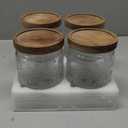24 OZ Airtight Glass Storage Jar with Bamboo Lid - Vintage Glass Jar Vintage Food Containers Canisters Set for Kitchen Counter & Pantry - Ideal for Sugar, Flour, Coffee, Tea, Candy, Oats -4 Pack