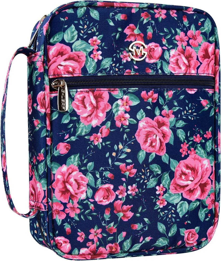 G-LEAF Bible Cover Case/Book Cover, Bible Case for Women Girls, Bible Cover Bags Floral Pattern With Handle Fits for Standard Size Bible, 9.5x6.7x2.5 In