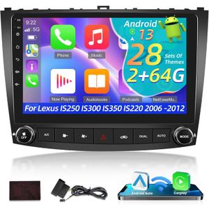 NHOPEEW 10.1 Inch Android 13 Car Stereo for Lexus IS250 IS300 IS350 IS220 2006-2012 - Wireless CarPlay & Android Auto, WiFi, GPS, Mirror Link + AHD Backup Camera + Canbus