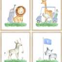 EVPYXFUT 4Pcs Safari Nursery Animals Wall Art Baby Cute Animals Canvas Prints Watercolor Jungle Giraffe lion zebra Posters Kid Aesthetic Paintings Golf Pictures Wall Decor for Child Bedroom Unframed