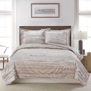 Levtex Home - Amity Quilt - King - Champagne Crinkle Velvet - Quilt Size (106x92in.) - Polyester Velvet and Microfiber