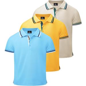 Little Beauty 3 Pack Boys Polo Shirts Casual Quick Dry Athletic Golf Shirt Active Short Sleeve Summer Tops, Youth XL