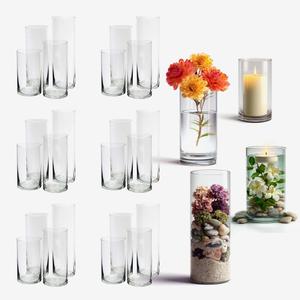 Royal Imports Glass Cylinder Vases for Centerpieces – Set of 24 Clear Hurricane Vases for Wedding, Table Decor, Floating, Flowers, Candle Holders, Extra Tall Clear Vase Set, 6” / 8” / 9” / 11”