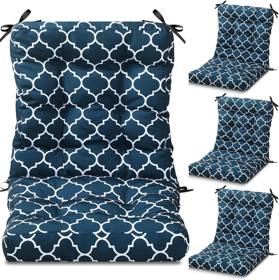 Hoteam 4 Set Outdoor Patio Chair Cushions 20 x 42 in Deep Seat Waterproof Patio Cushions Set for Furniture Replacement Removable Seat and Back (Lantern)