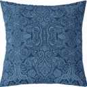 Feelyou Adults Blue Damask Throw Pillow Cover Classical Paisley Decorative Throw Pillowcase for Sofa 22"x22" 1 Pcs Gothic Vintage Flower Floral Pillow Case Cushion Cover Hotel Style Cushion Case
