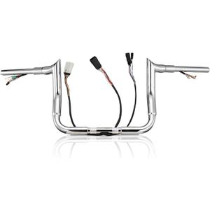 MoKitDora Street Electra Glide 3-in-one Partial Pre-wired Handlebar 10" Rise 1-1/2" Fat 1" Clamp Monkey Bagger Meathook Ape Hanger Bars for Harley 2008-2013 FLHX FLHT Ultra Limited Classic, Chrome