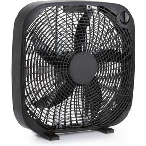 Amazon Basics 3-Speed Box Fan for Bedroom, Portable with Carry Handle, Powerful Airflow, 5 Blades, Lightweight Design, 67 Watts, 20-Inch, Black, 6.8"D x 20.86"W x 21.33"H