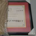 GraduationMall 11x14 Diploma Frame with Red over Gold Mat or Display 15x18 Certificate without Mat,Solid Wood & UV Protection Acrylic,Glossy Black Finish with Gold Trim