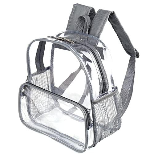 12x6x12 Clear Backpack Stadium Approved with Reinforced Straps,Mini Small Clear Bag for Stadium Events,Festival,Concerts,Sporting Events,Game-Gray