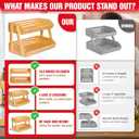 [Upgraded Length] 16.5-Inch Fruit Stand Storage Holder with 4 Sturdier Legs, 2-Tier Fruit Basket , Bamboo Fruit Bowl Holder for Fruit,Vegetables,Bread, Snacks, Home Kitchen Countertop Organizer