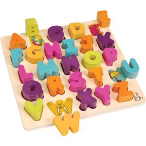 B. toys Alpha B. Tical Wooden Alphabet Puzzle 26 Letter Pieces Chunky Wooden Puzzle Educational Toys for Toddlers, Kids 18+ Months
