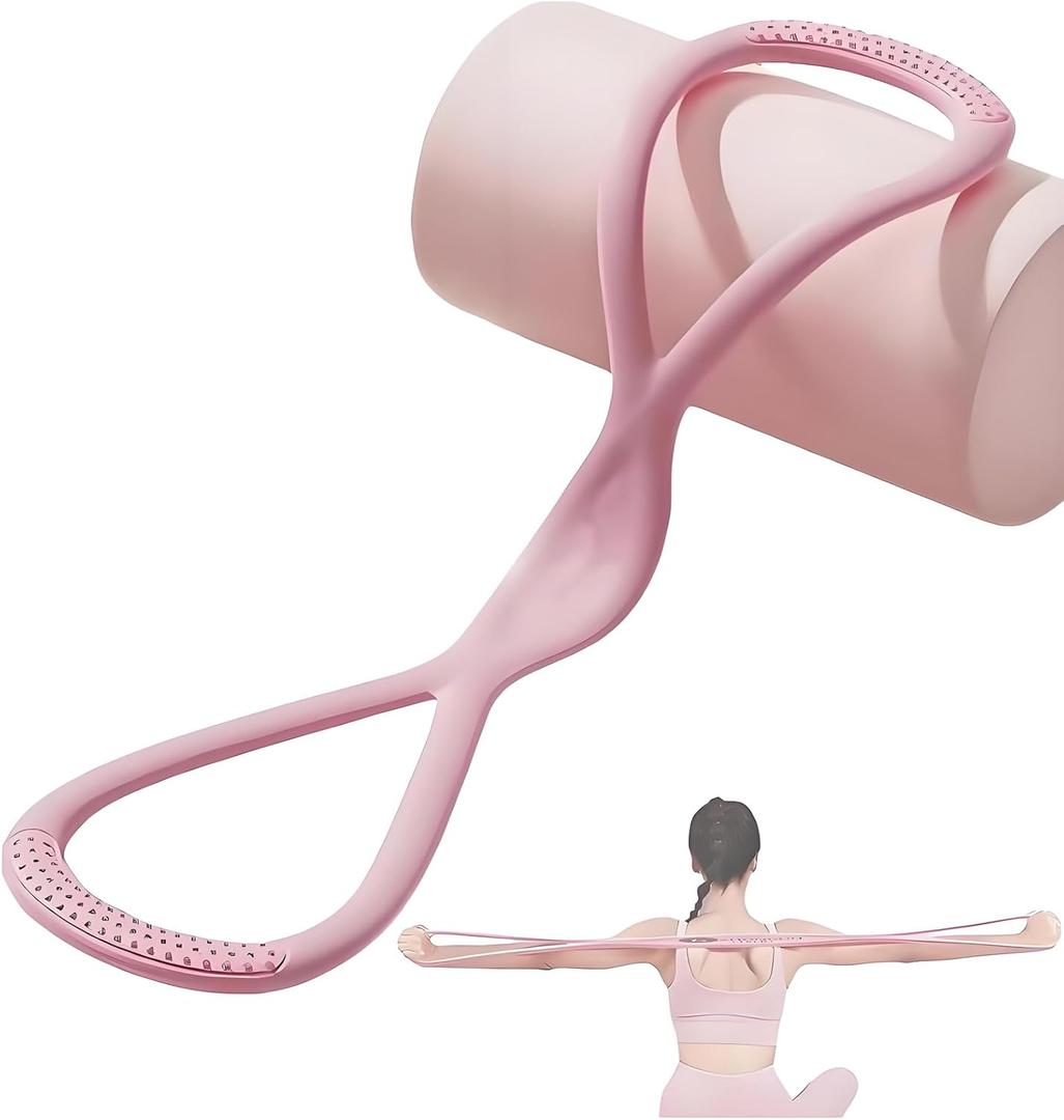 Luminousdo Resistance Bands, 8 Shaped Resistance Band for Women, Full Body Workout Exercise Equipment with Non-Slip Handle for Arms, HIPS & Back Training, Perfect for Yoga & Strength Training (Pink)