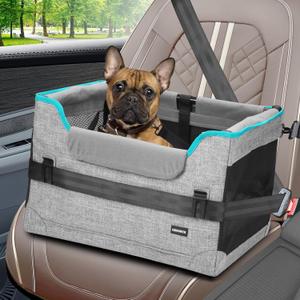 Dog Car Seats for Small Dogs, Pet Booster Seat Under 25lbs, Puppy Car Seat with Folded Metal Frame and Dog Safety Belt,Enhanced Version