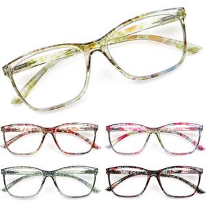SIGVAN Ladies Reading Glasses Blue Light Blocking Spring Hinge Fashion Pattern Print Eyeglasses for Women