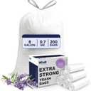 Plasticplace 8 Gallon Trash Bags │ 0.7 Mil │ Lavender and Soft Vanilla Scented Garbage Can Liners │ 22" x 22" (200 Count), White