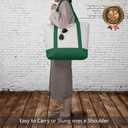 TOPDesign 1-Pack Canvas Tote Bag with an External Pocket, Reusable Grocery Shopping Bag, Top Zipper Closure, Daily Essentials (Green/Natural)