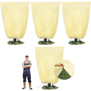 78x41inches Plant Covers Freeze Protection,4 Packs Thickened 2.82oz/ydFrost Cloth for Outdoor Plants,Winter Tree Covers with Zipper&Drawstring,Plant Blanket for Winter Plant Covers Freeze Protection (Beige)