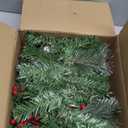 6 Ft by 10 Inch Pre-lit Artificial Christmas Garland with 30 Warm Lights Timer Battery Operated 150 Snowy Bristle Pine Branches 56 Red Berries 8 Pinecones Xmas Decor for Home Indoor Mantle Fireplace