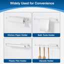 Paper Towel Holder - Self-Adhesive or Drilling, White Wall Mounted Rack - SUS304 Stainless Steel Kitchen Roll Holder Under Cabinet (2 Pack)