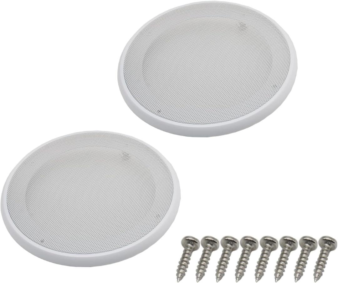 2pcs Round Ceiling Speaker Grill Covers for 6.5 Inch Speaker with Screws(White)