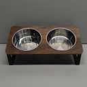 Elevated Dog Bowls for Small Medium Wood Dogs Raised Bowl Stand with 2 Stainless Steel Deep Dog Food and Water Bowls, Anti Vomit, Non-Slip Feeding Dishes(Tilted3 inches in Height, 40oz