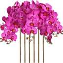 38 Inch Purple Flowers Orchids Artificial Flowers 6 PCS Artificial Orchids Faux Orchid Velvet Flowers Long Stem Artificial Flowers for Tall Vase for Home Wedding Decoration(Purple)