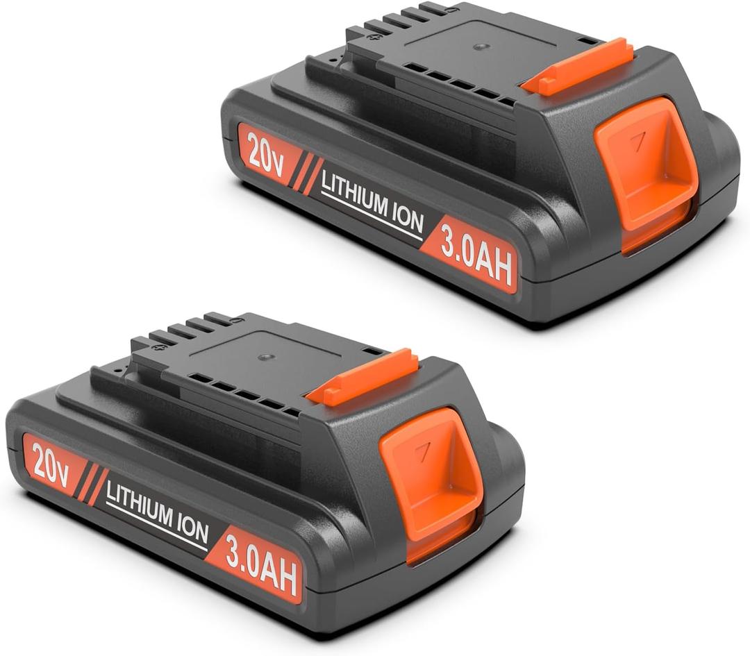 Black and Decker 20V Battery 3.0Ah 2-Pack with LED Power Indicator, Replacement for LBXR20 20V Max Lithium Ion Battery, Compatible with Black & Decker Tools and Chargers
