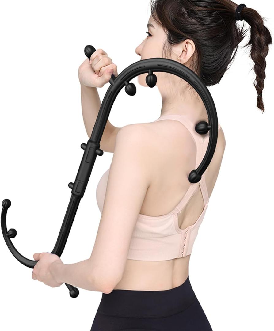 Back Massager for Pain Relief Deep Tissue - Massage Trigger Point Cane,Massage Stick for Pain Relief,Muscle Release Tool Self Massage Hook Cane for Women & Men(Black)