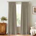 100% Blackout Shield Full Blackout Curtains for Bedroom 84 inch Length 2 Panels Set, Clip Rings/Rod Pocket Faux Linen Black Out Curtains for Living Room, Thermal Insulated, 50Wx84L, Faux Linen