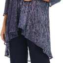 R&M Richards Women's 2-Piece Glitter Lace Pant Set - Evening Cocktail Party Mother of the Bride Ensemble, Size 18 Plus
