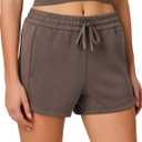 Colorfulkoala Modal Women's High Waisted Sweat 4'' Shorts with Pockets (Large, Major Brown)