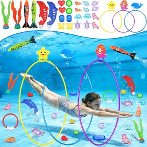 Pool Diving Toys for Kids: Airyard 31 PCS Underwater Swim Rings and Diving Game Set Fun Pool Game Backyard Summer Water Toys for Birthday Party Toddlers Kids Teens Adults
